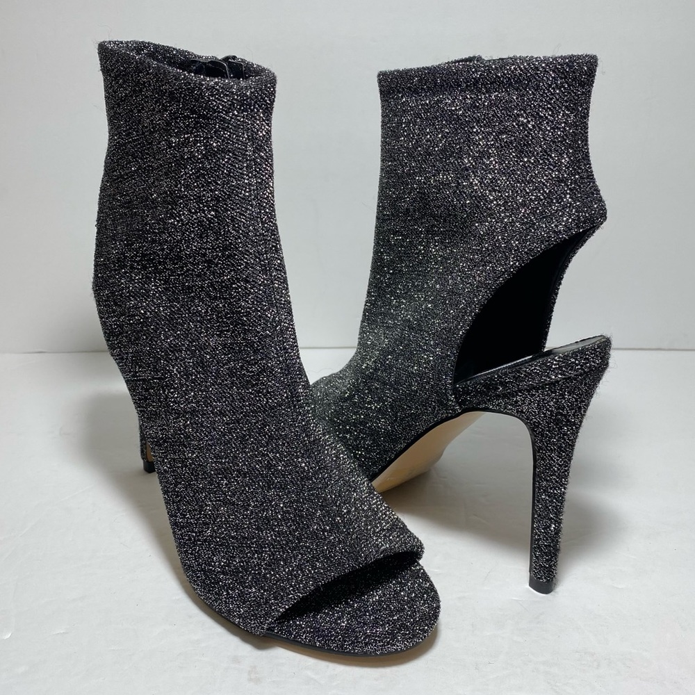 Steve Madden Rakel Glitter Bootie Sandal Heels Black Shimmer Women’s Size 8 - Picture 2 of 16